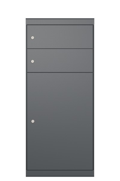 RENZ QUBO XL mit zwei Briefkästen (gerades Dach, Entnahme von hinten), Anthrazit