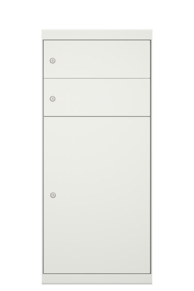 RENZ QUBO XL mit zwei Briefkästen (gerades Dach, Entnahme von hinten), Verkehrsweiß