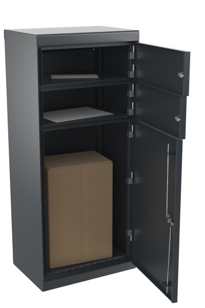 RENZ QUBO XL mit zwei Briefkästen (gerades Dach, Entnahme von hinten), Anthrazit