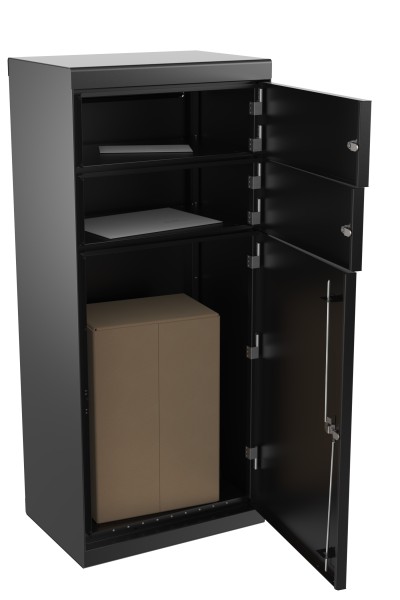 RENZ QUBO XL mit zwei Briefkästen (gerades Dach, Entnahme von hinten), Tiefschwarz