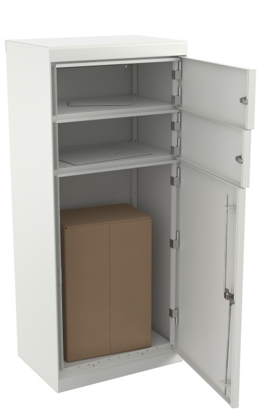 RENZ QUBO XL mit zwei Briefkästen (gerades Dach, Entnahme von hinten), Verkehrsweiß