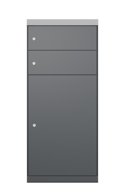 RENZ QUBO XL mit zwei Briefkästen (schräges Dach, Entnahme von hinten), Anthrazit