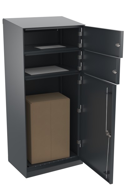 RENZ QUBO XL mit zwei Briefkästen (schräges Dach, Entnahme von hinten), Anthrazit