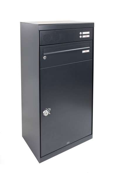 QUBO XL Paketbriefkasten mit Sprech-/Klingel, gerades Dach, Anthrazitgrau