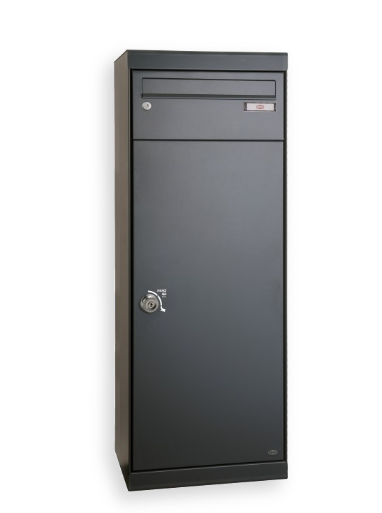 QUBO L Paketbox mit Briefkasten, gerades Dach, Anthrazitgrau