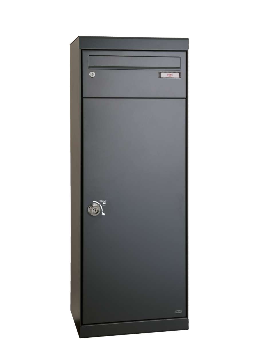 QUBO L Paketbox mit Briefkasten, gerades Dach, Anthrazitgrau