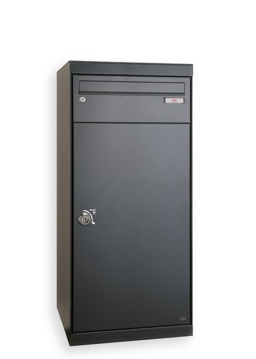 QUBO XL Paketbox mit Briefkasten, gerades Dach, Anthrazitgrau