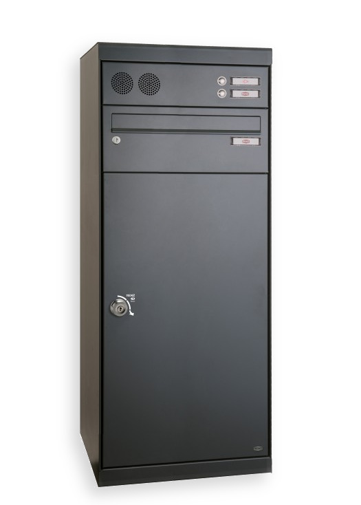 Qubo XL Paketbriefkasten mit Sprech-/Klingel, gerades Dach, Anthrazitgrau