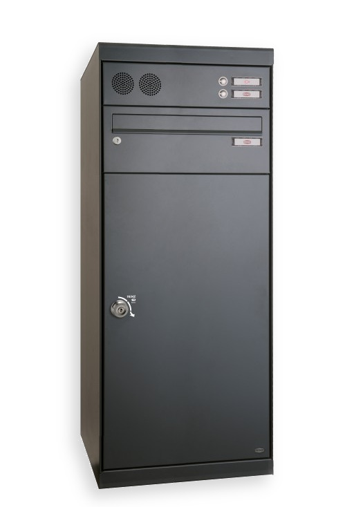 Qubo XL Paketbriefkasten mit Sprech-/Klingel, schräges Dach, Anthrazitgrau