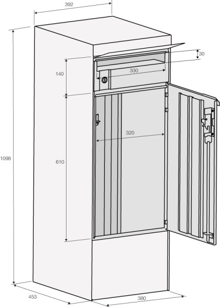 RENZ Skyline Paketbriefkasten Royal Anthrazitgrau (mit Namensschild)