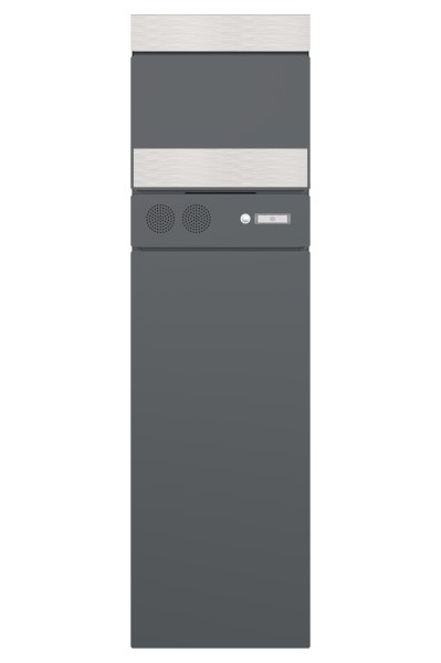 RENZ Skyline Briefkasten Stele Sky Anthrazitgrau (mit Namensschild)