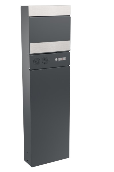 RENZ Skyline Briefkasten Stele Sky Anthrazitgrau (mit Namensschild)