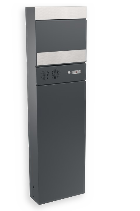 RENZ Skyline Briefkasten Stele Sky Anthrazitgrau (mit Namensschild)