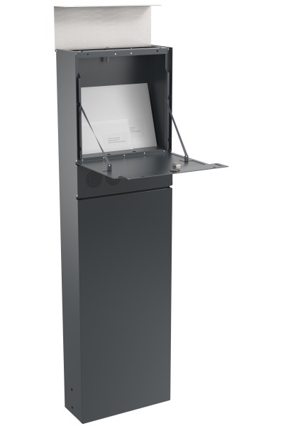 RENZ Skyline Briefkasten Stele Sky Anthrazitgrau (mit Namensschild)