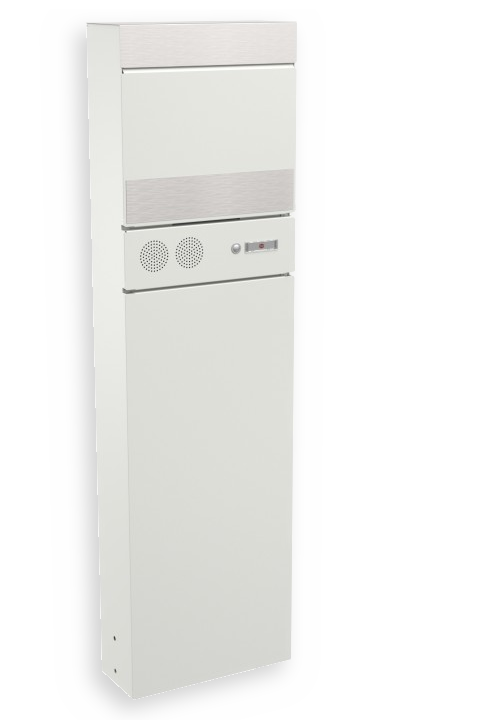 RENZ Skyline Briefkasten Stele Sky Weiß (mit Namensschild)
