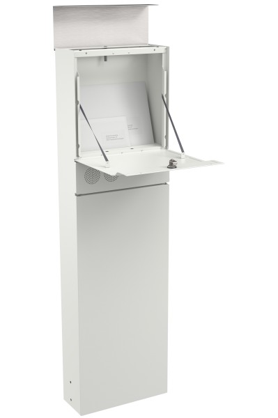 RENZ Skyline Briefkasten Stele Sky Weiß (mit Namensschild)