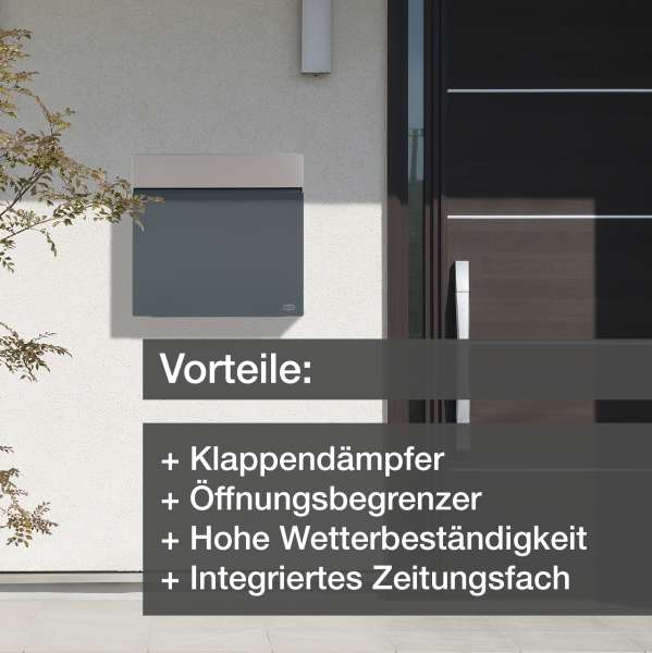 RENZ Skyline Briefkasten Cloud mit Zeitungsfach Anthrazitgrau